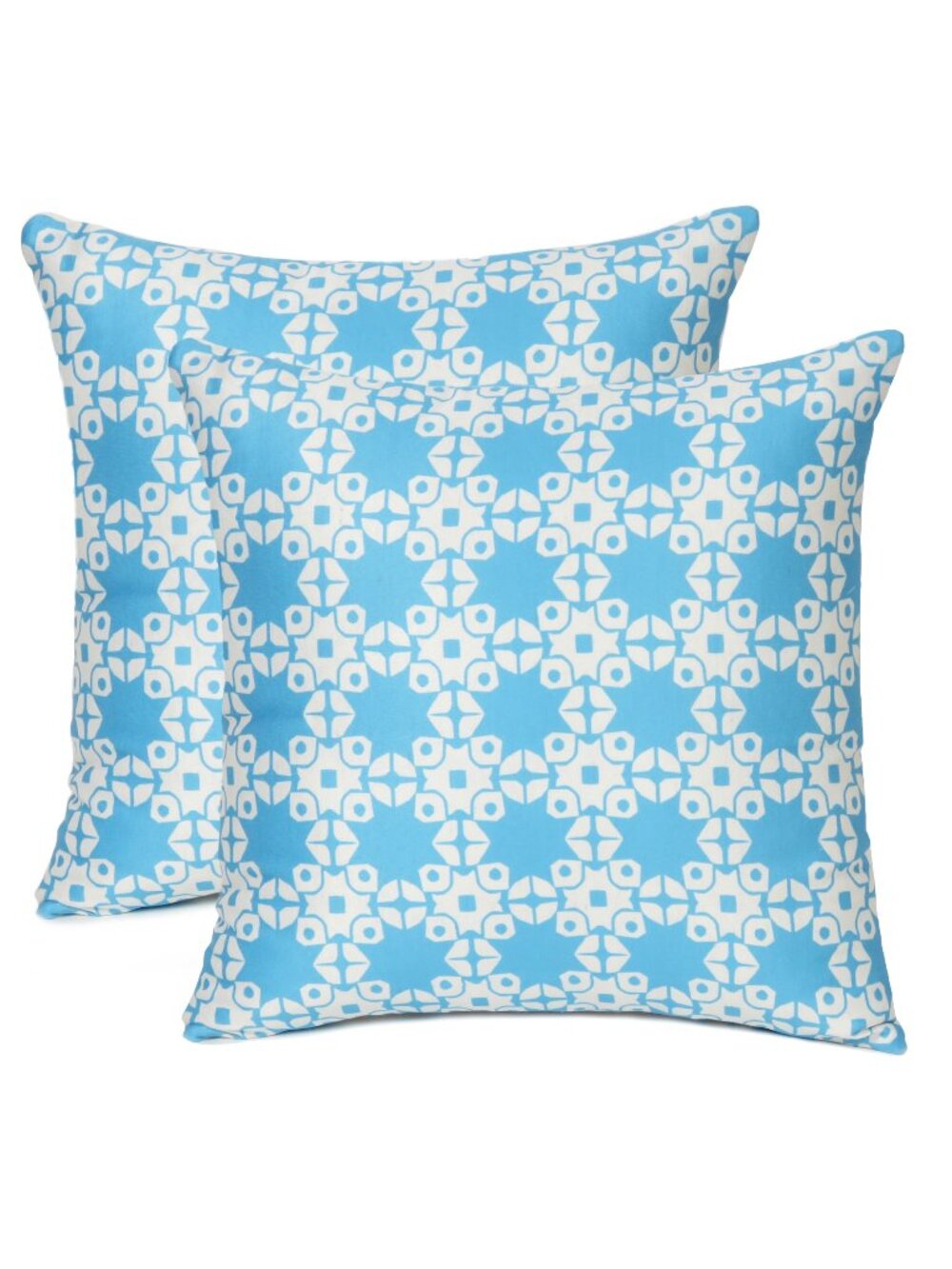 Oussum Cotton pillow Case Geometric Printed Set of 2 Throw Cushion Cover Sky Blu